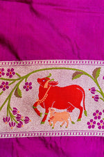 Handwoven Magenta Meenakari Banarasi Katan Silk Saree