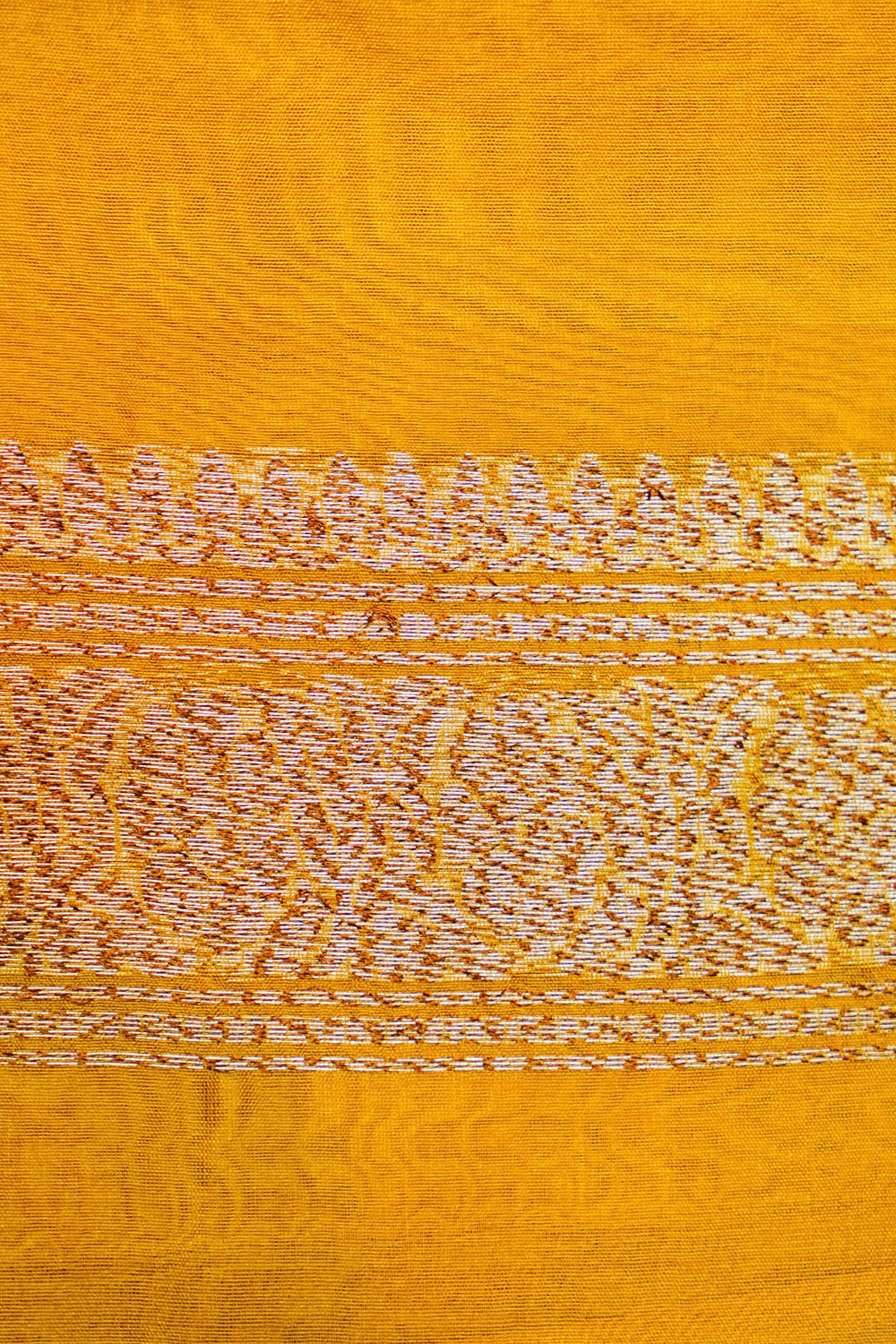Handwoven Mustard Yellow Banarasi Organza Saree