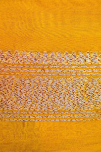 Handwoven Mustard Yellow Banarasi Organza Saree
