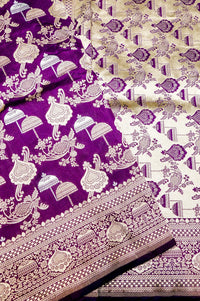 Handwoven Purple Banarasi Katan Silk Saree