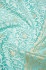 Handwoven Powder Blue Banarasi Katan Soft Silk Saree