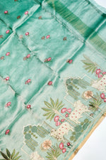 Designer Sea Green Tissue Silk  Suit