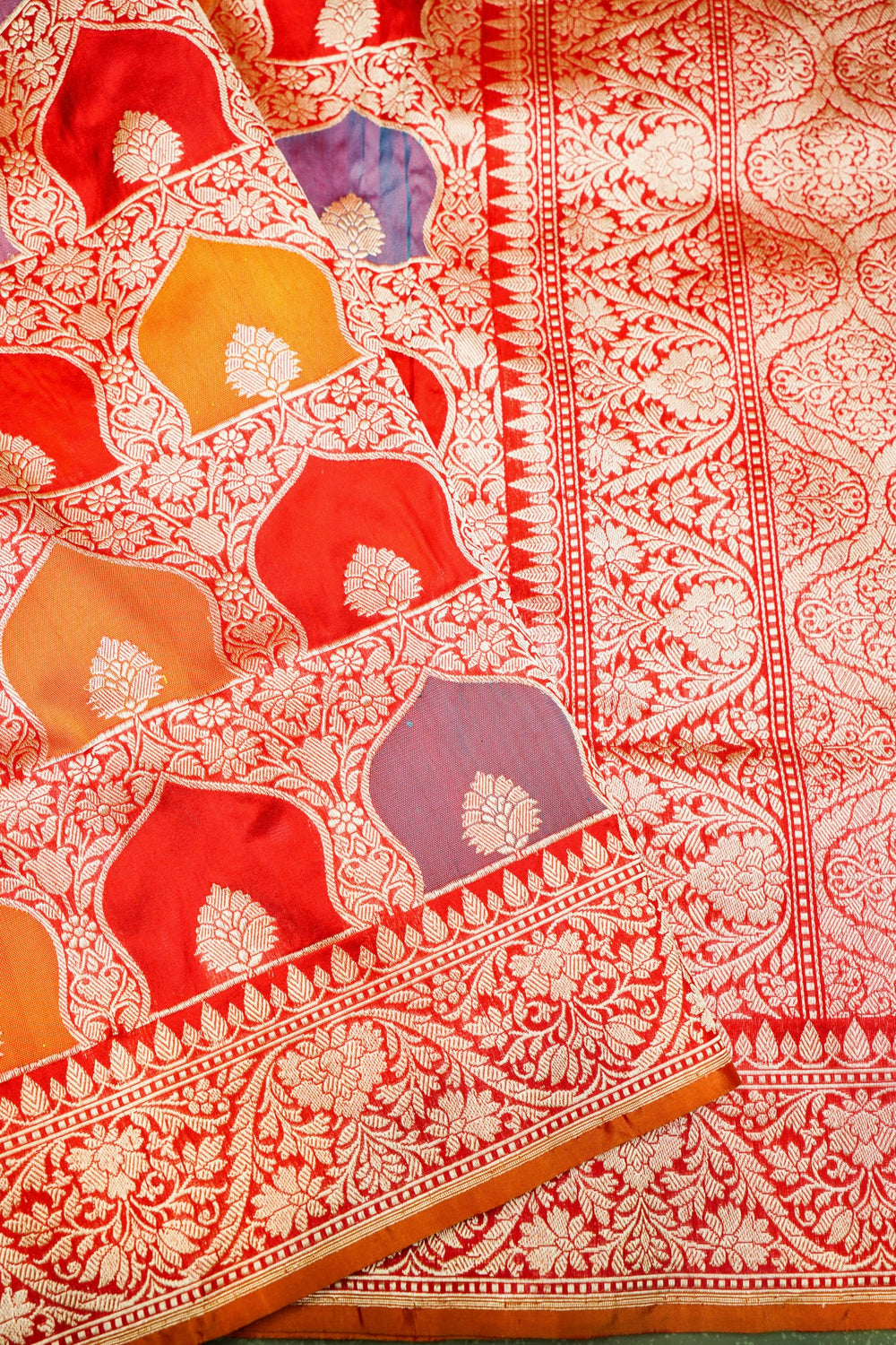 Handwoven Rangkat Kadhwa Banarasi Katan Silk Saree