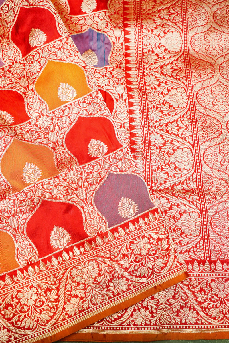 Handwoven Rangkat Kadhwa Banarasi Katan Silk Saree