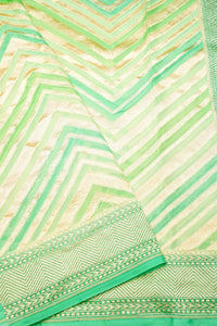 Handwoven Sea Green Banarasi Khaddi Georgette Saree