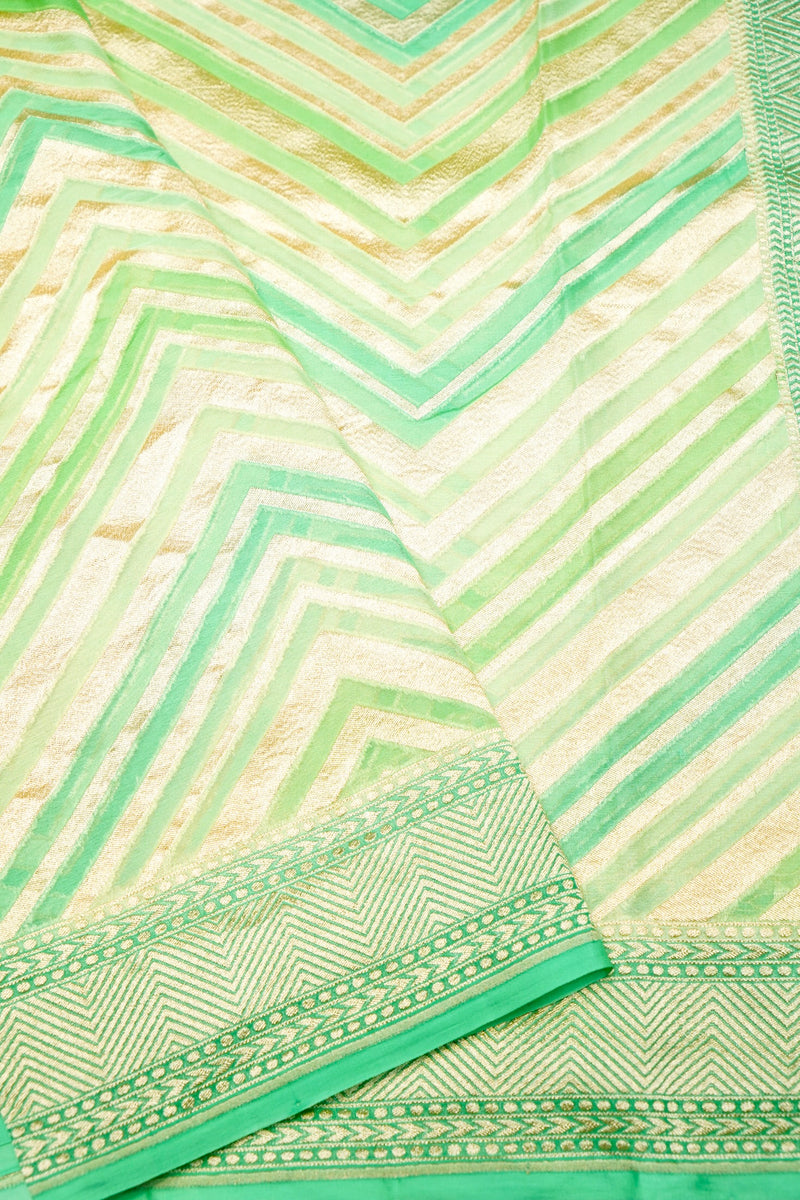 Handwoven Sea Green Banarasi Khaddi Georgette Saree