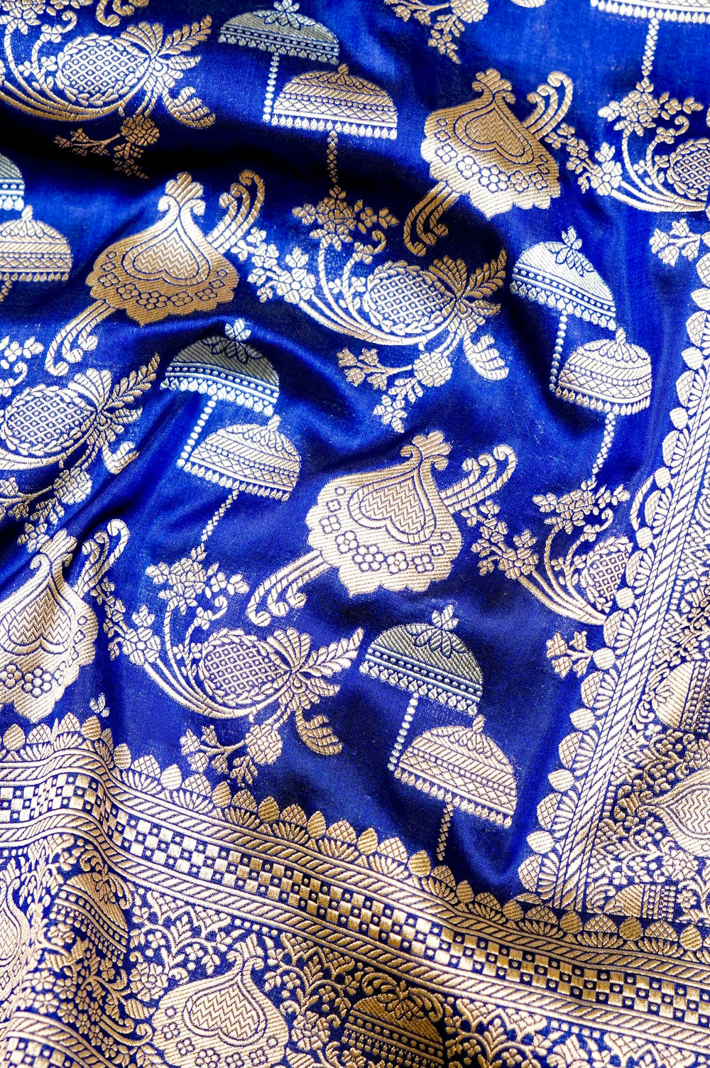 Handwoven Royal Blue Banarasi Katan Silk Saree
