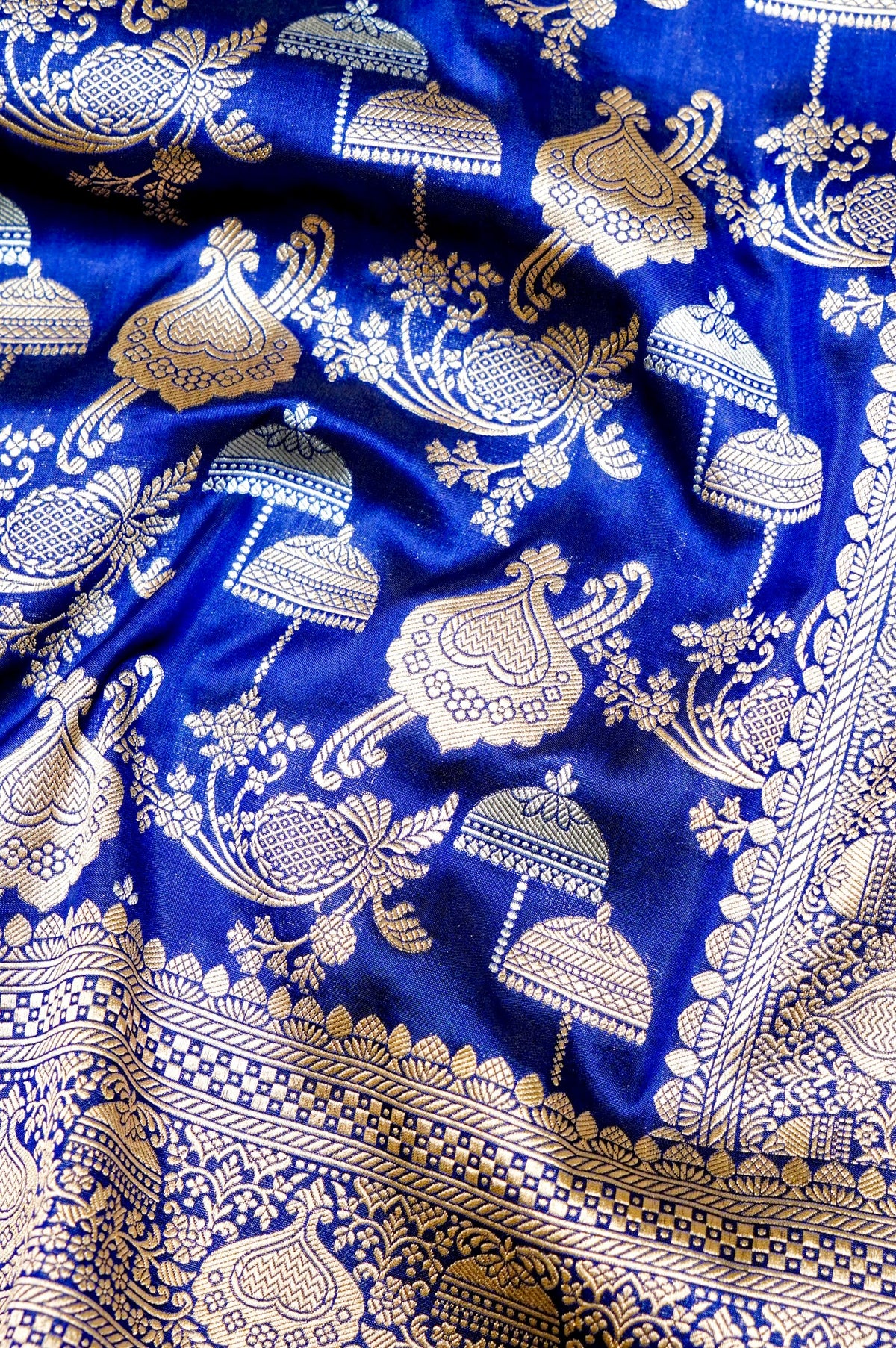 Handwoven Royal Blue Banarasi Katan Silk Saree