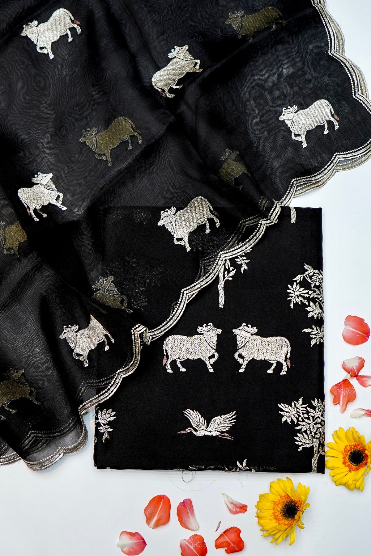 Designer Black Organza Silk Suit