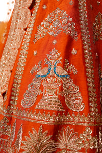 Designer Orange Raw Silk Bridal Lehenga
