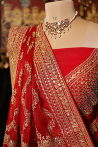 Designer Red Raw Silk Bridal Lehenga