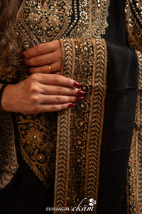 Designer Black Crepe Silk Suit Set
