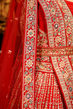 Designer Red Raw Silk Bridal Lehenga