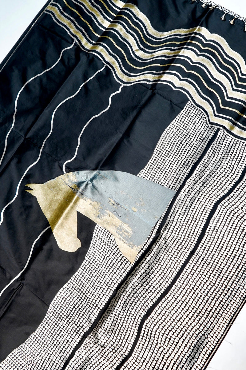 Handwoven Black Kadhwa Banarasi Katan Silk Saree