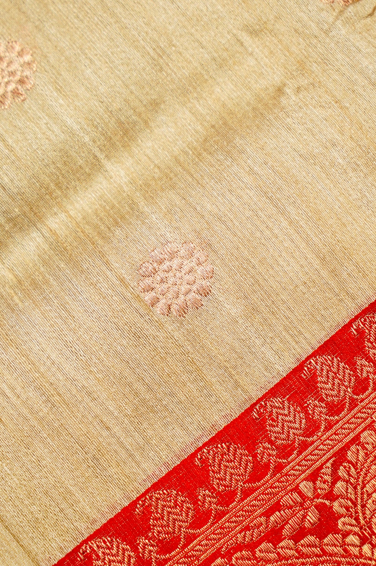 Handwoven Beige Banarasi Tussar Silk Saree