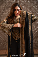 Designer Black Crepe Silk Suit Set