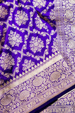 Handwoven Purple Kadhwa Banarasi Katan Silk Saree