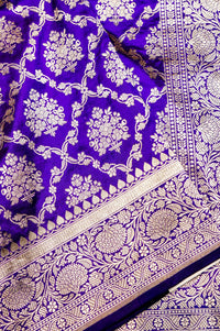 Handwoven Purple Kadhwa Banarasi Katan Silk Saree