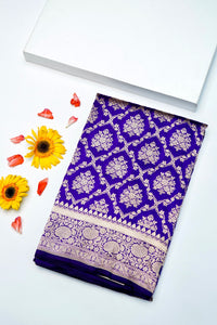 Handwoven Purple Kadhwa Banarasi Katan Silk Saree