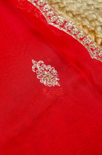 Designer Tomato Red Kora Silk Suit