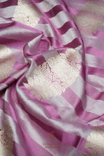 Handwoven Onion Pink Banarasi Mashru Silk Saree