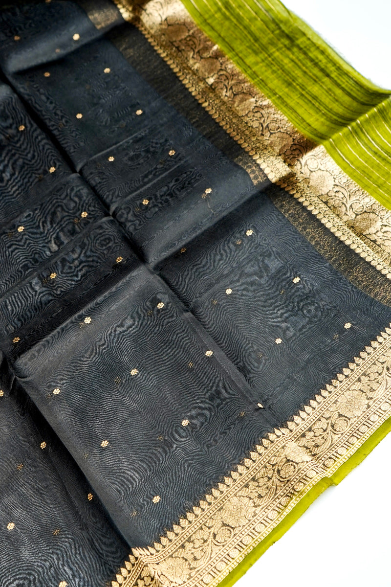 Designer Black Raw Silk Suit