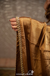 Designer Golden Silver Tissue Silk Party Wear Lehenga