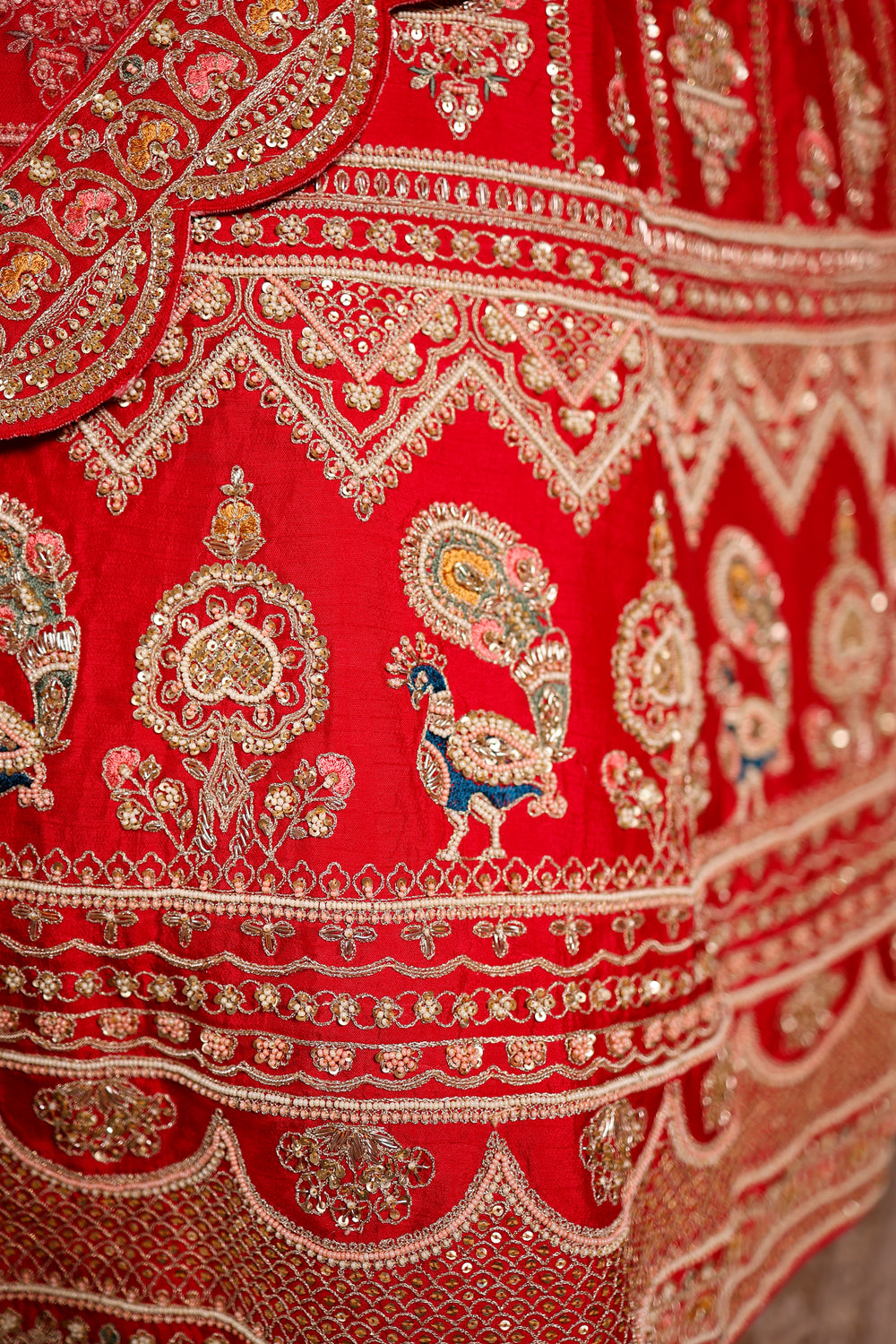 Designer Rani Pink Raw Silk Bridal Lehenga