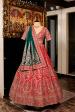 Designer Red Raw Silk Bridal Lehenga