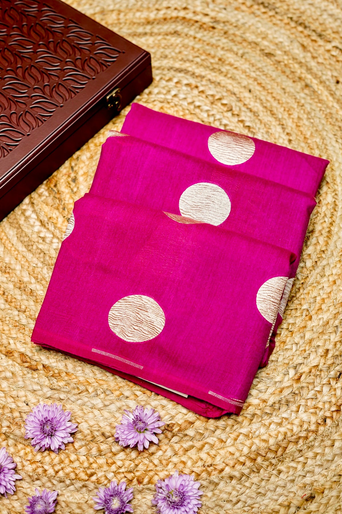 Handwoven Magenta Pink Banarasi Moonga Silk Saree