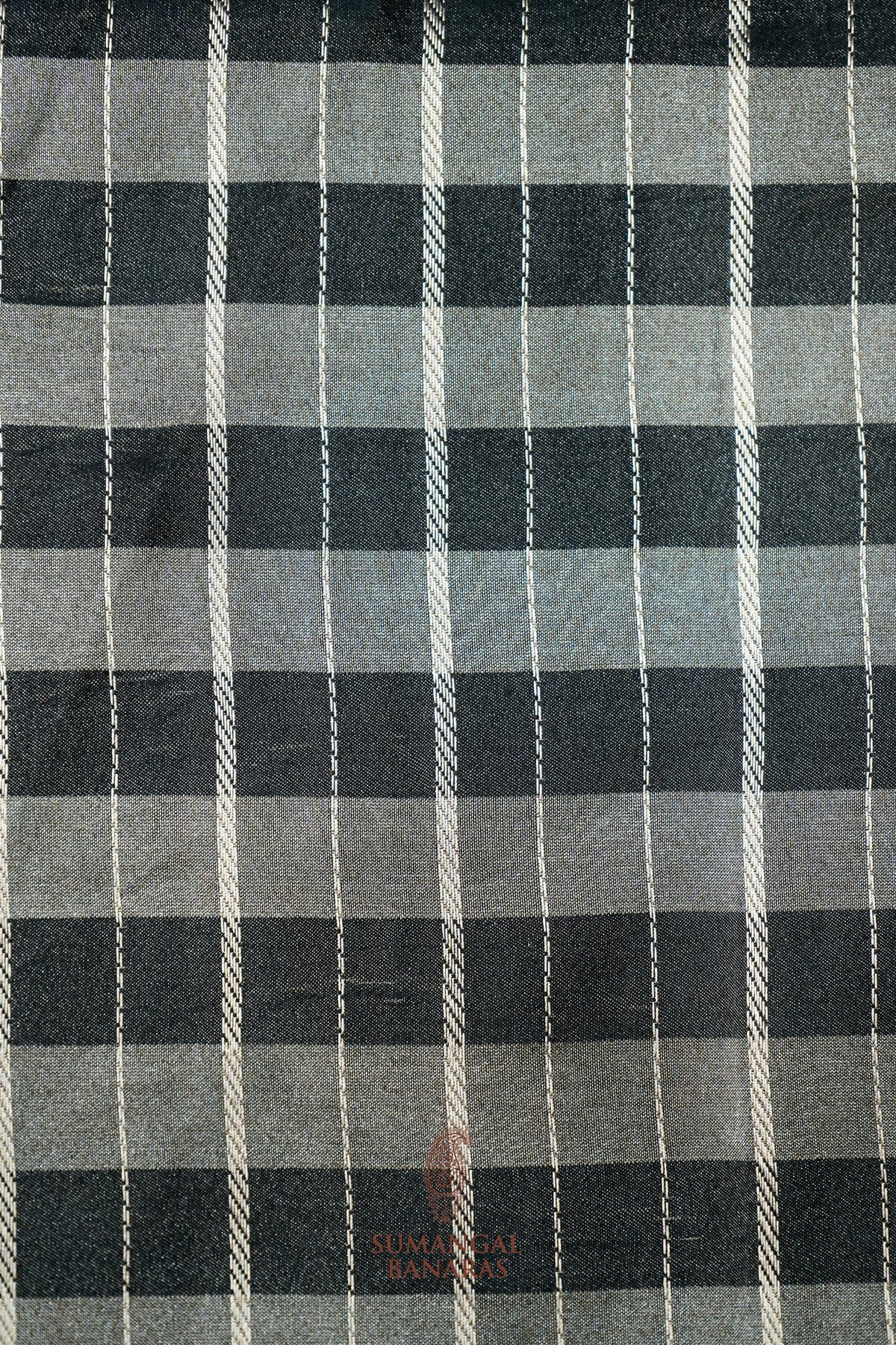 Handwoven Black Banarasi Mashru Silk Saree