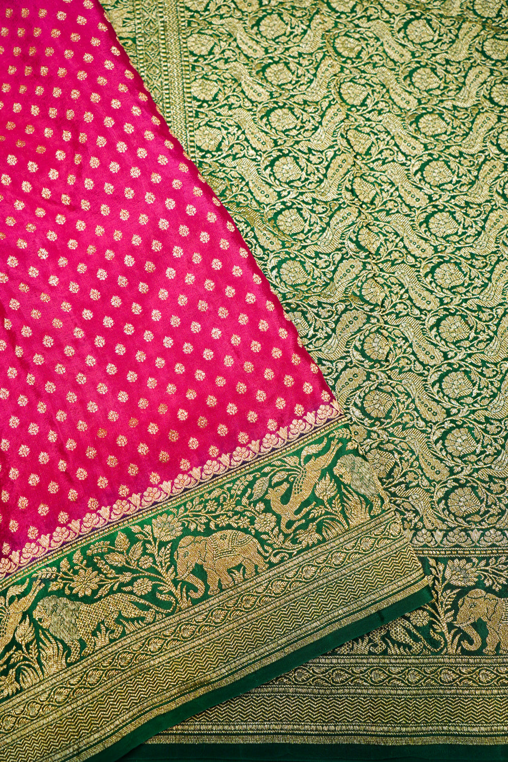 Handwoven Pink Banarasi Crepe Khaddi Saree