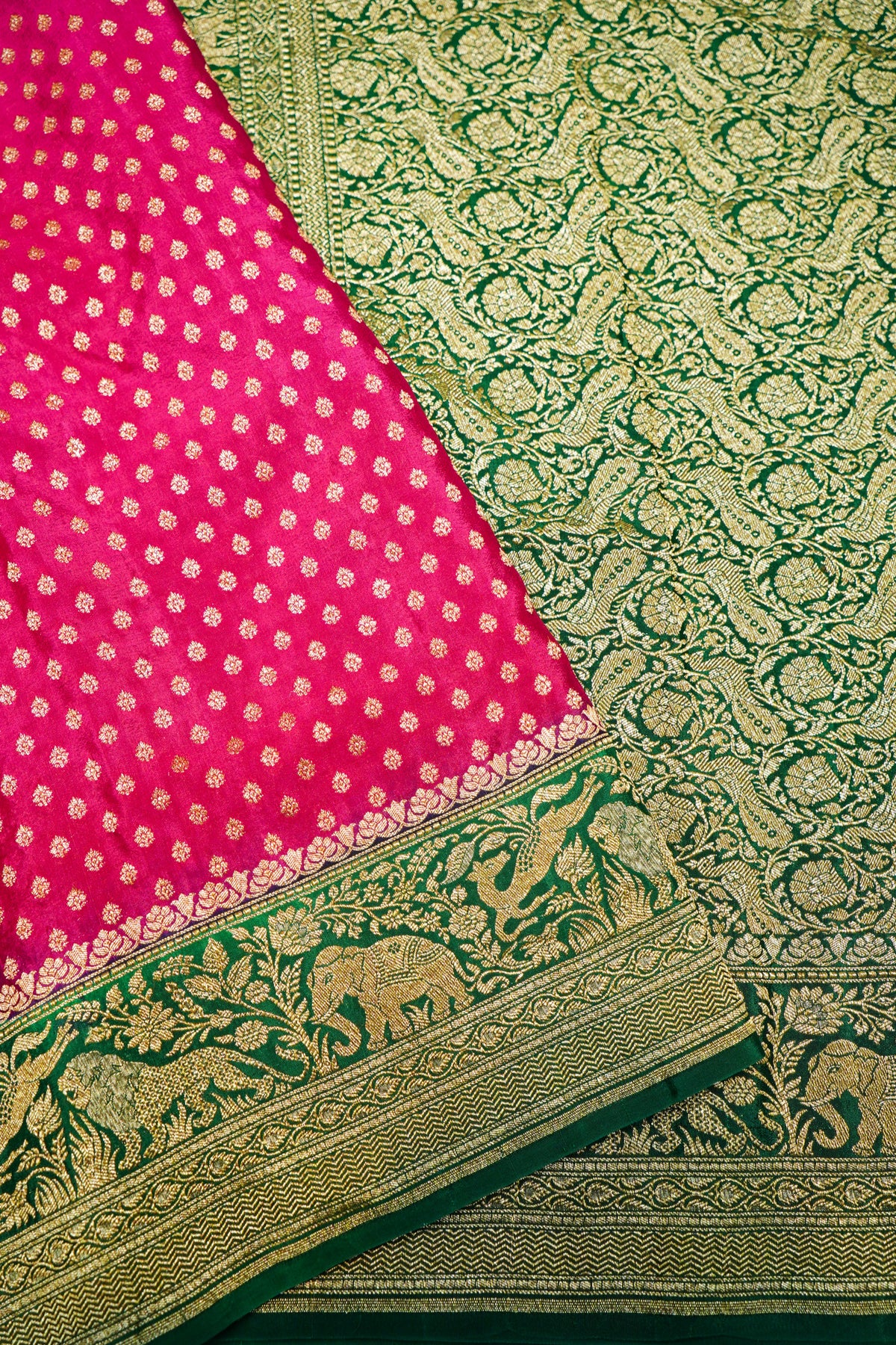 Handwoven Pink Banarasi Crepe Khaddi Saree