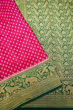 Handwoven Pink Banarasi Crepe Khaddi Saree
