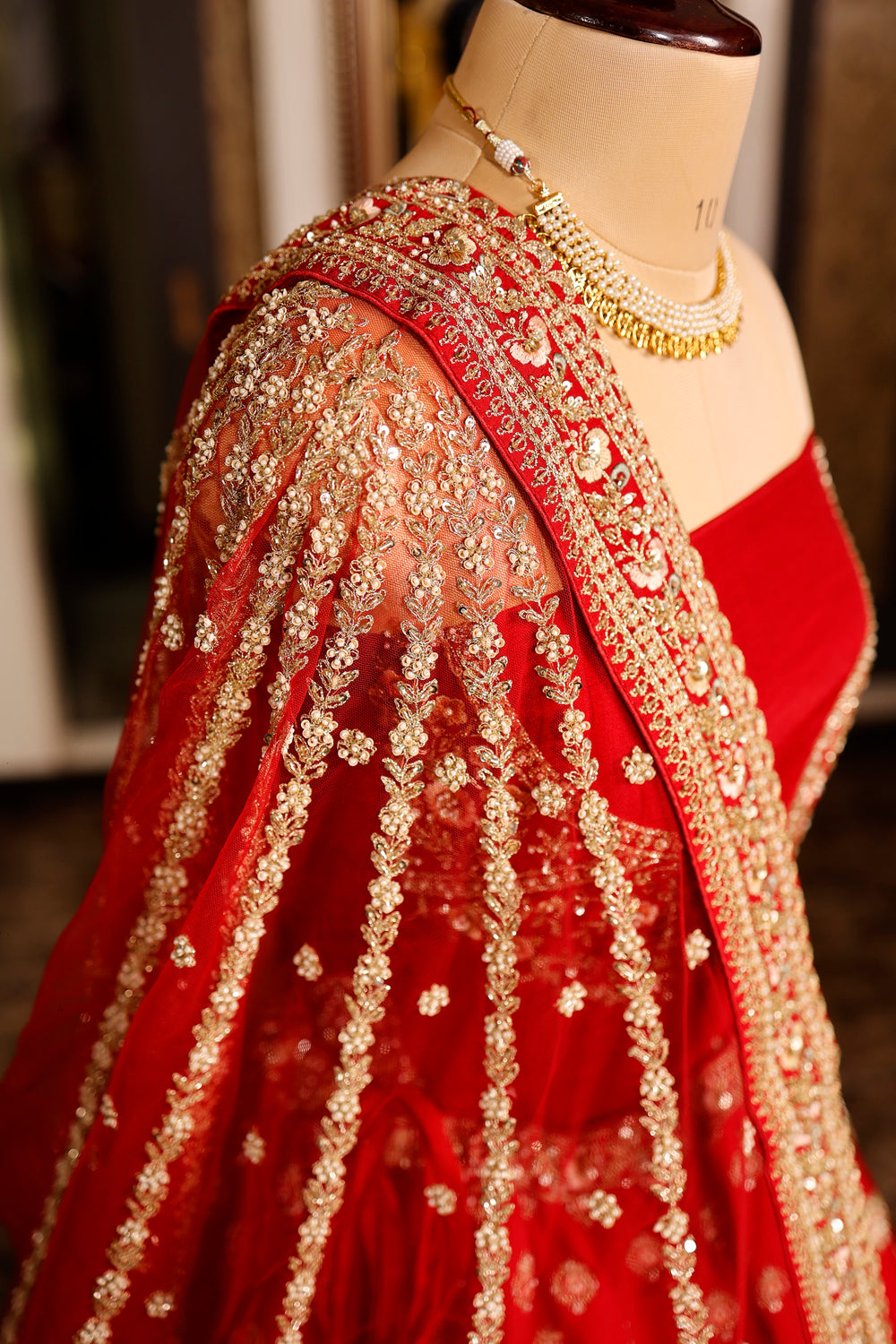 Designer Red Raw Silk Bridal Lehenga