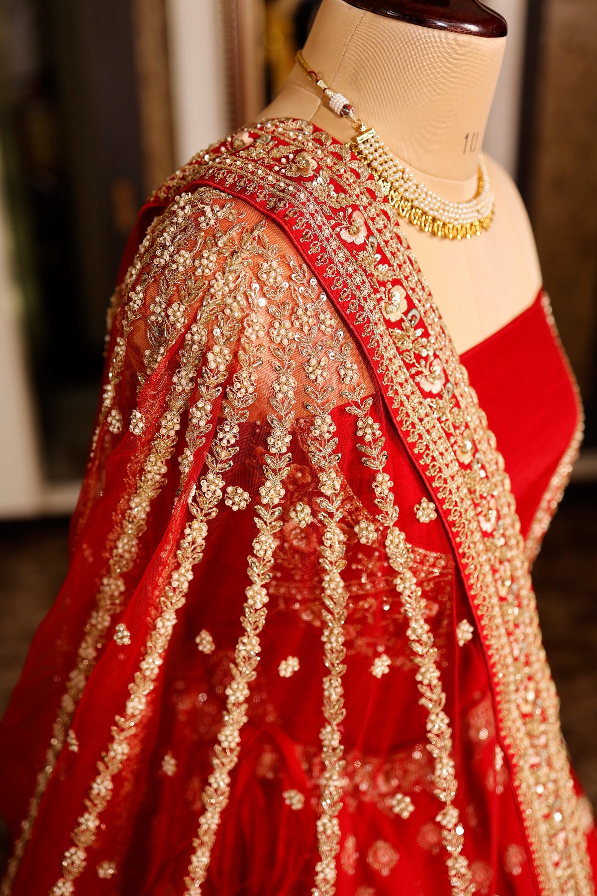 Designer Red Raw Silk Bridal Lehenga
