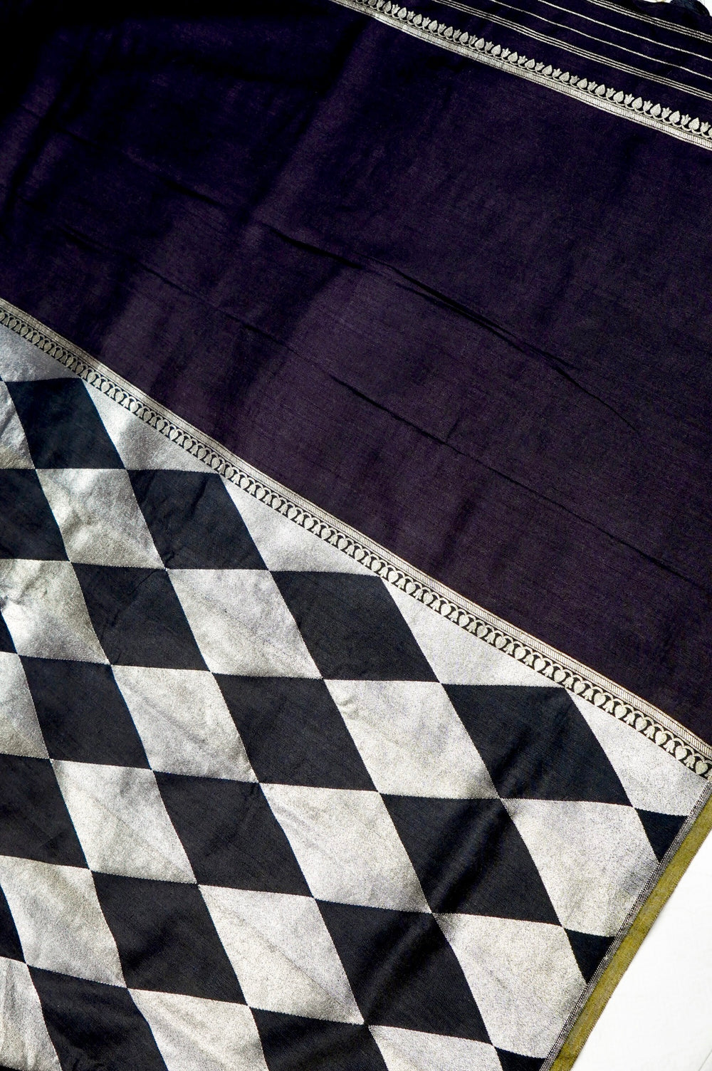 Handwoven Black Banarasi Moonga Silk Saree