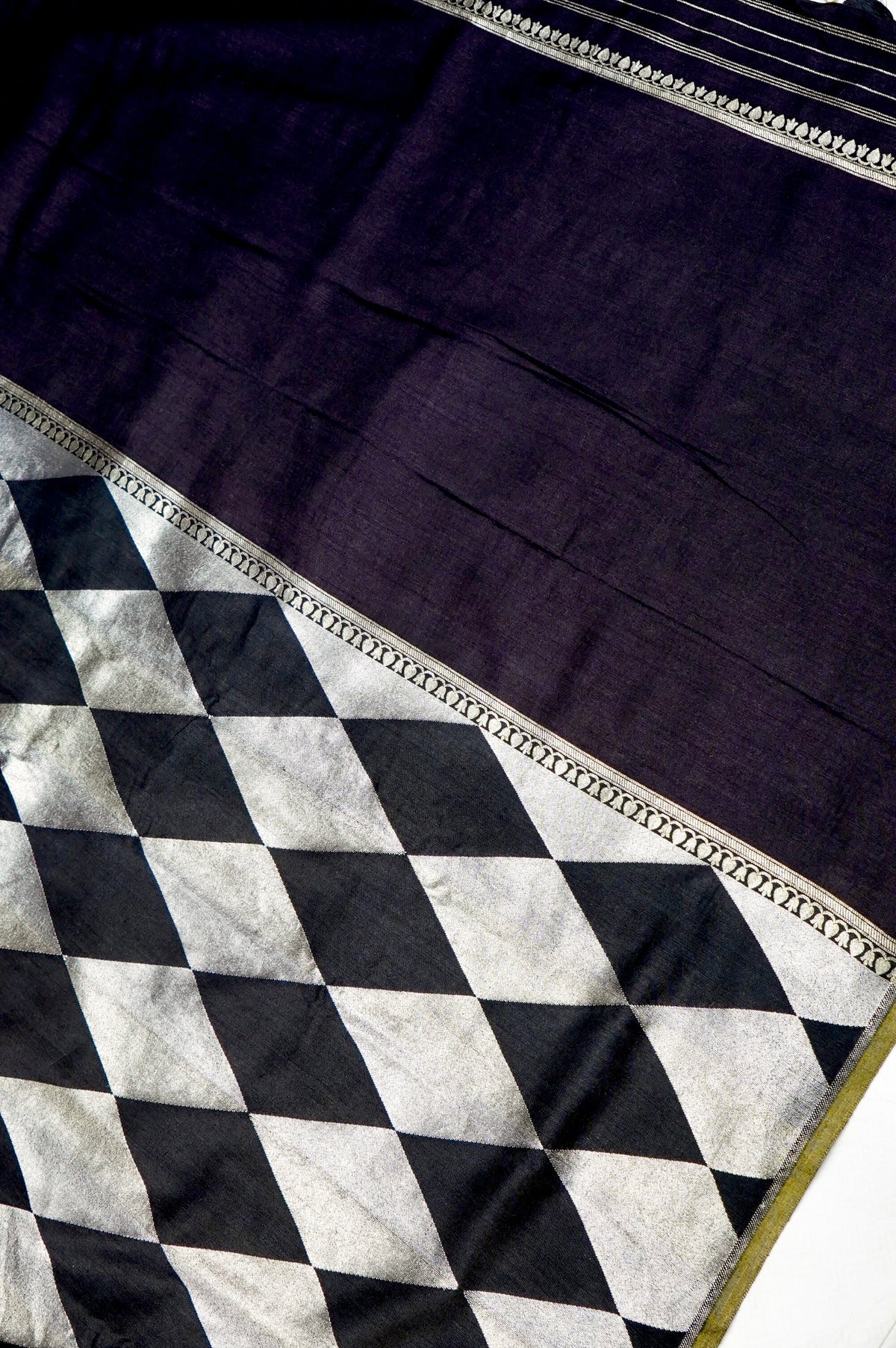 Handwoven Black Banarasi Moonga Silk Saree