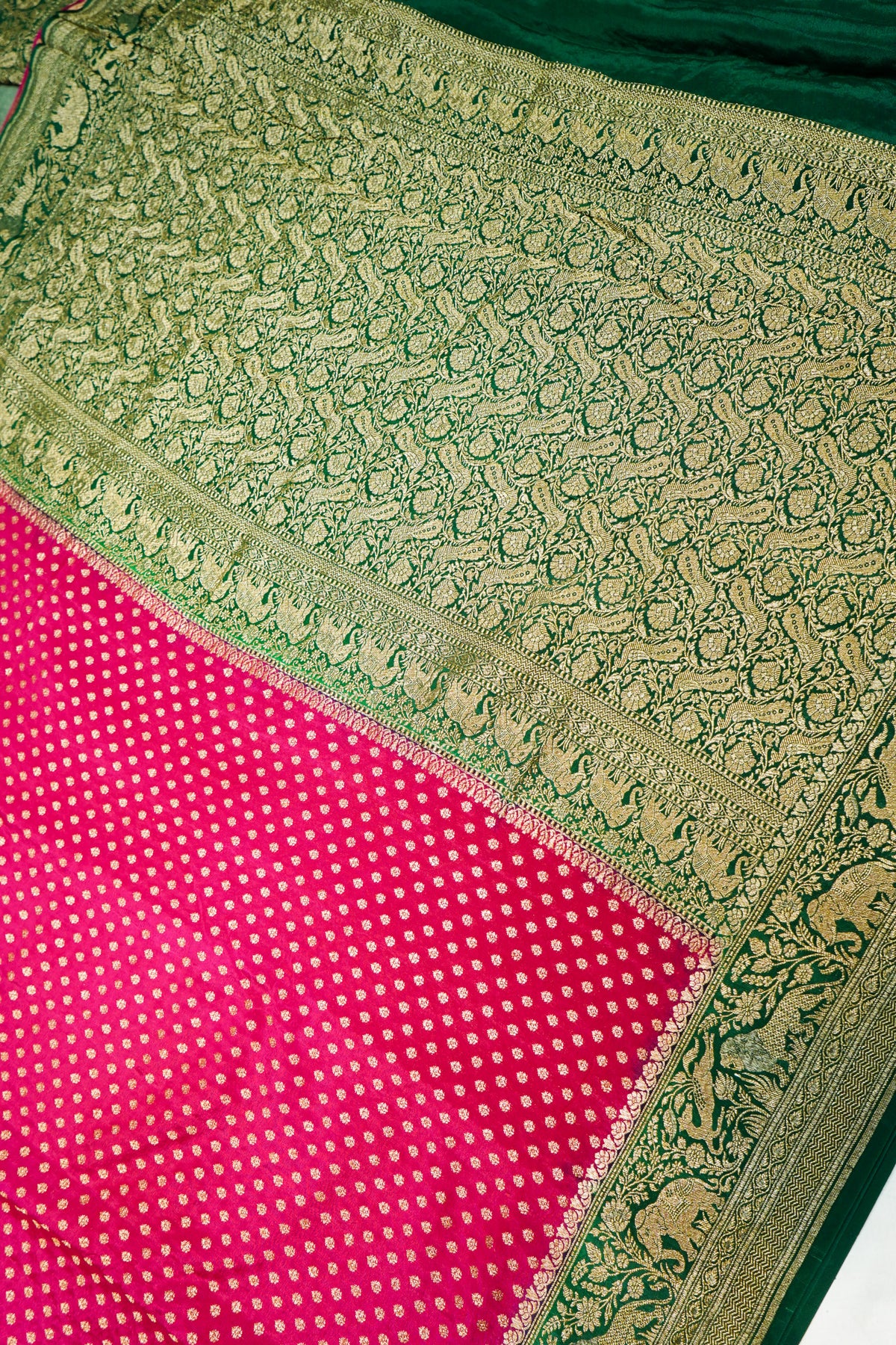 Handwoven Pink Banarasi Crepe Khaddi Saree