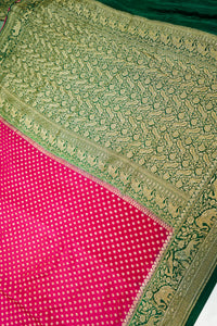 Handwoven Pink Banarasi Crepe Khaddi Saree