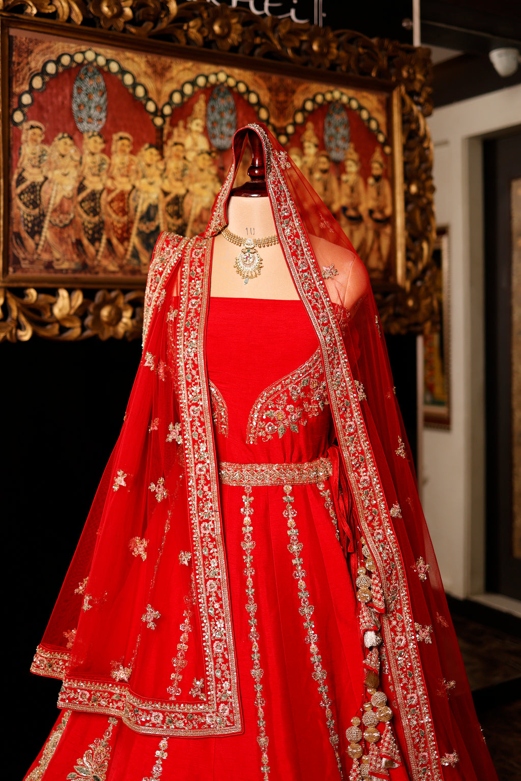 Designer Red Raw Silk Bridal Lehenga