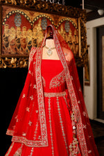 Designer Red Raw Silk Bridal Lehenga