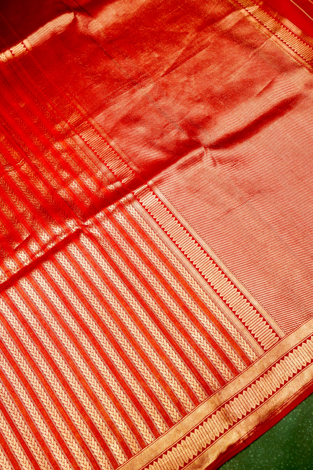 Handwoven Red Banarasi Mashru Katan Silk Saree