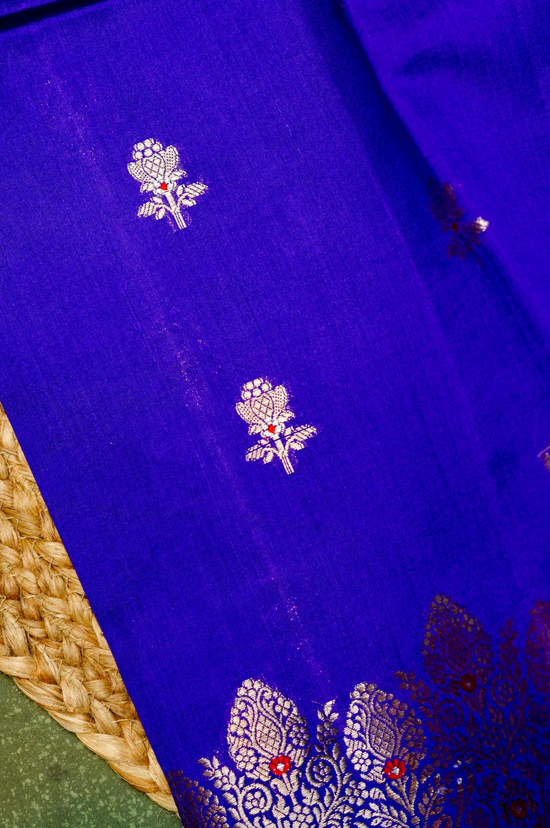 Handwoven Purple Banarasi Katan Soft Silk Saree