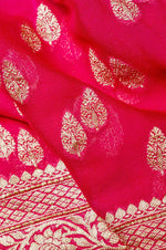 Handwoven Rani Pink Banarasi Khaddi Georgette Saree