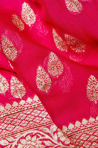 Handwoven Rani Pink Banarasi Khaddi Georgette Saree