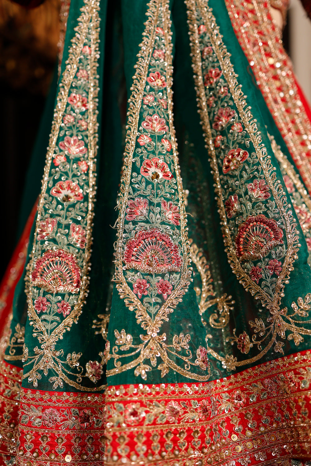 Designer Red Raw Silk Bridal Lehenga