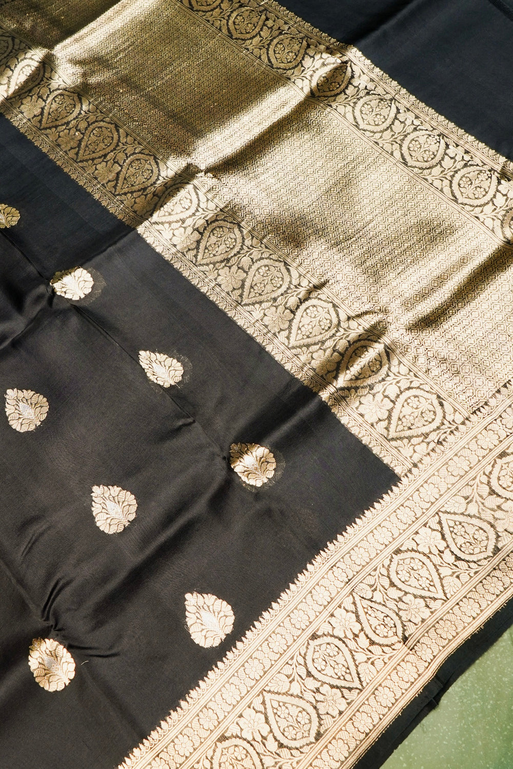 Handwoven Black Banarasi Organza Saree
