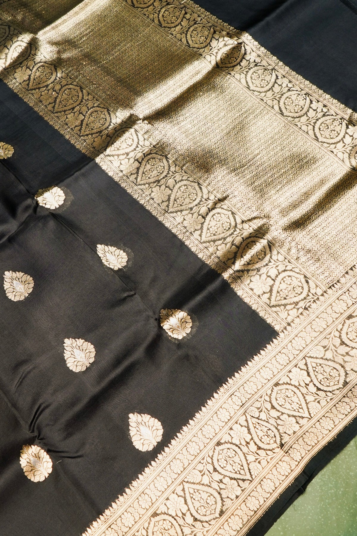 Handwoven Black Banarasi Organza Saree