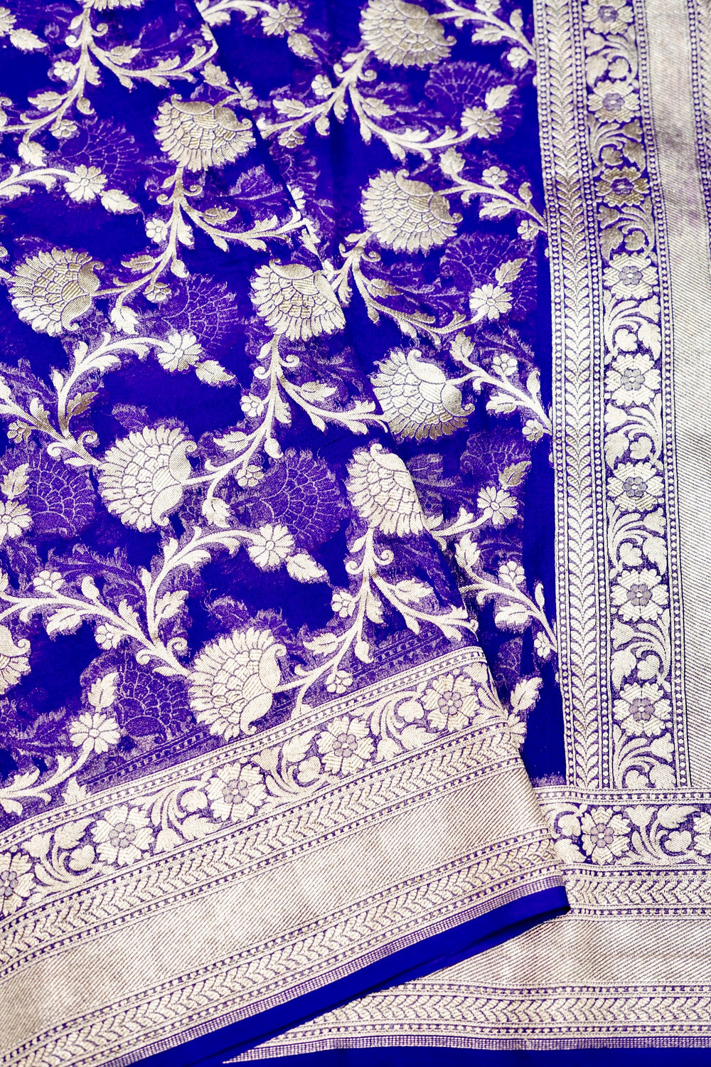 Handwoven Purple Banarasi Khaddi Georgette Saree